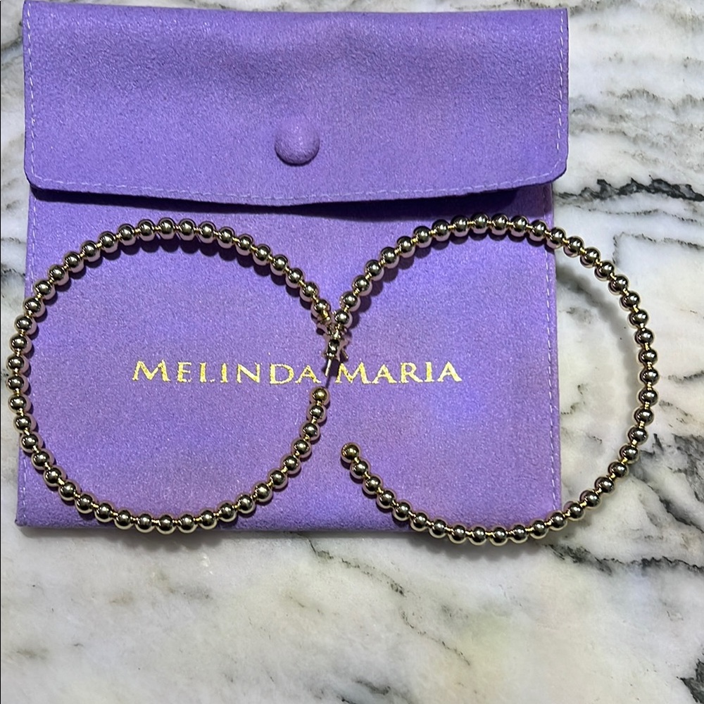 Melinda Maria 3” Gold Bead Hoop Earrings